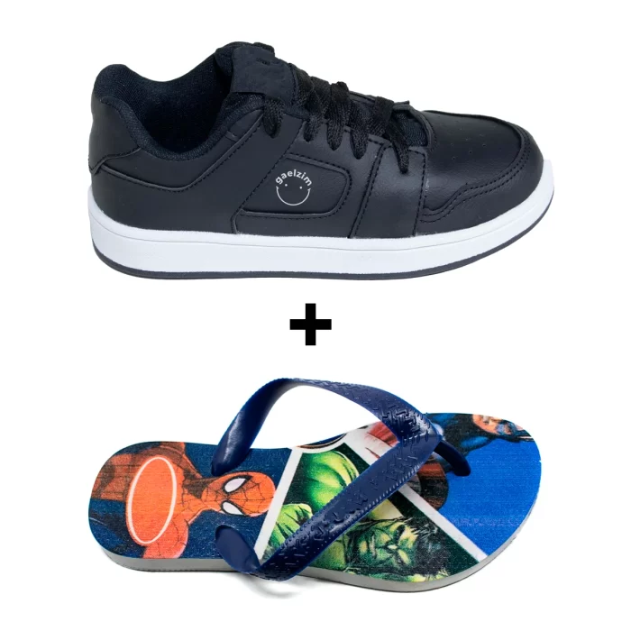 Tênis Infantil Gaelzim Skatista + Chinelo Infantil Heróis