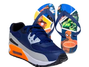 Kit Menino Tênis Infantil Max AIR + Chinelo Infantil Heróis