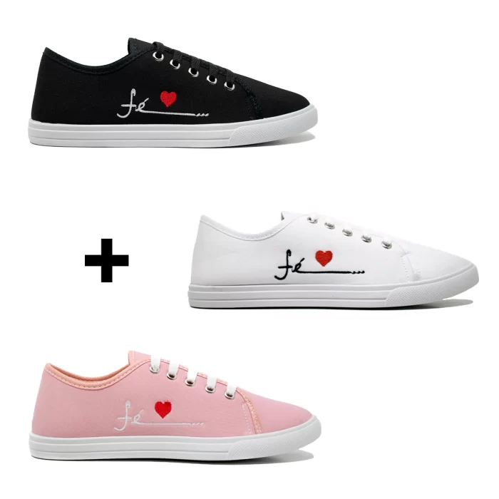 Kit 3 Tênis Feminino Casual FÉ
