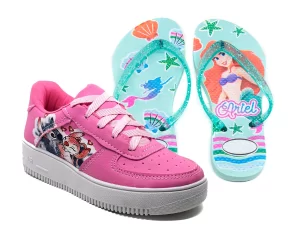 Kit Menina Tênis Infantil Stitch + Chinelo Infantil Personagens
