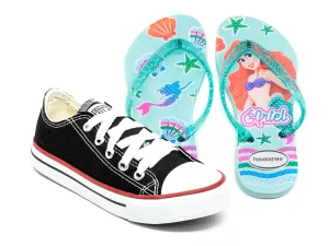 Kit Menina Tênis Infantil All Star + Chinelo Infantil Personagens